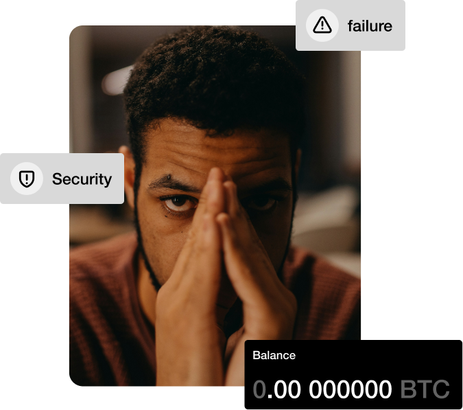 a man realizing he lost his bitcoin